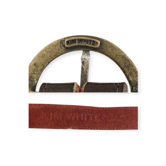 Kim White Brown Leather Belt  with Brass Rings,‎ Size 40 - Picture 8 of 16
